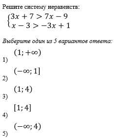 Определение системы неравенств