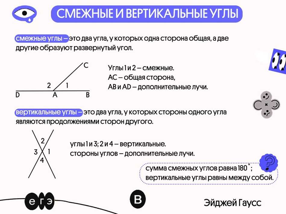 Особенности смежных углов