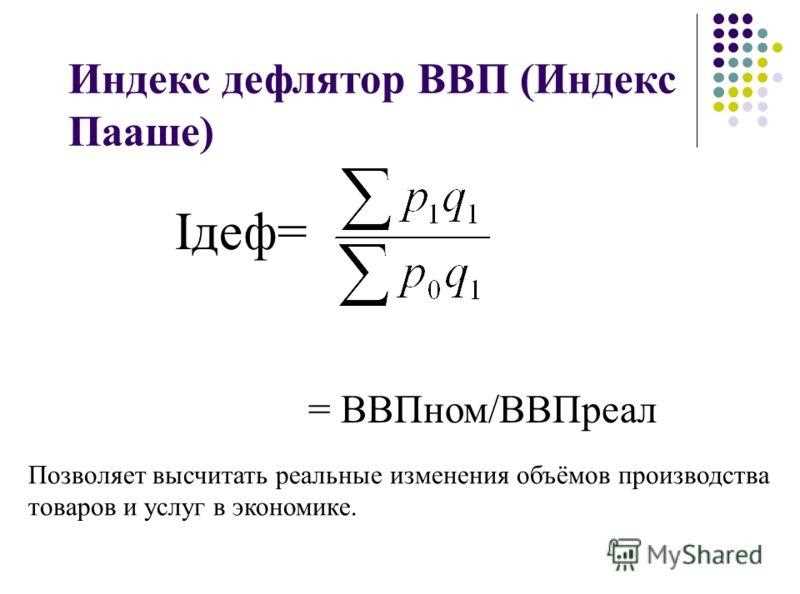 Как рассчитывается индекс дефлятора?