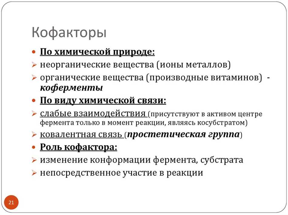 Кофактор фермента: определение и роль в каталитической активности