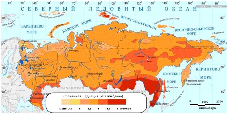 Карта солнечных дней россии