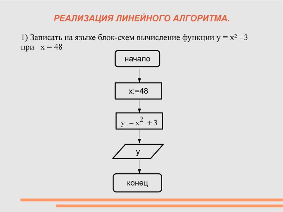 Вычисление и использование операций в линейном алгоритме