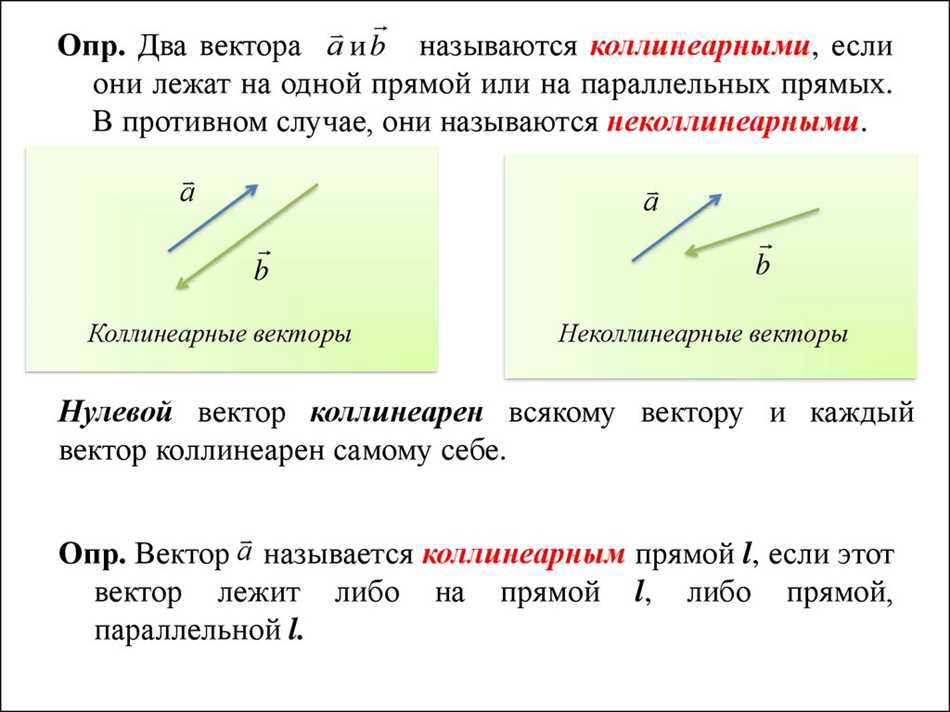 Неколлинеарные векторы: определение и свойства