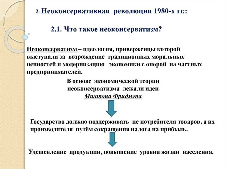 Переход к консервативному политическому курсу. Неоконсервативная революция. Идеи неоконсерватизма. Признаки понятия революция. Неоконсервативная революция США.