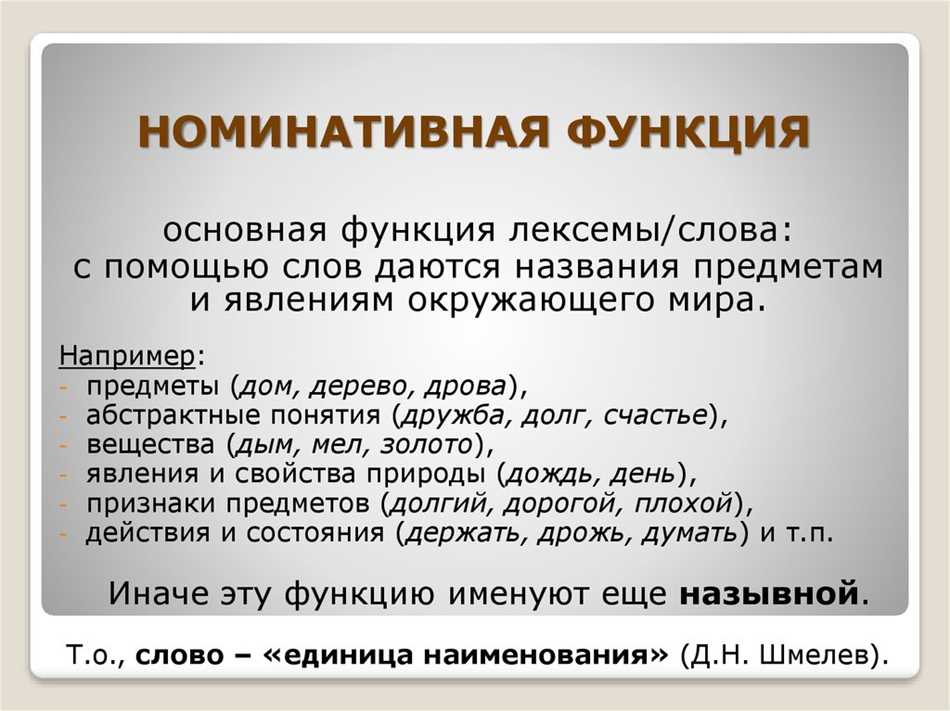 Номинативная функция слова: понятие и сущность