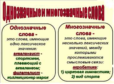 Однозначные слова: определение, примеры и особенности использования