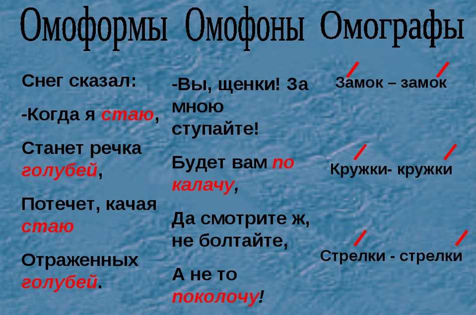 Причины образования омофонов