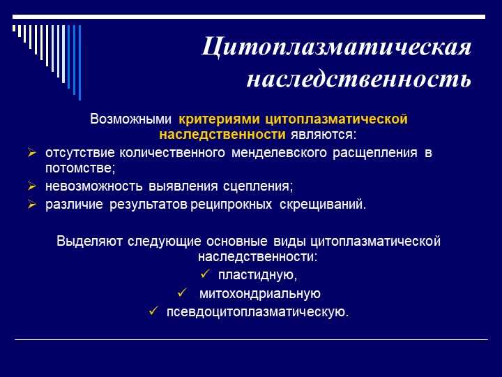 Проявление признаков при цитоплазматической наследственности